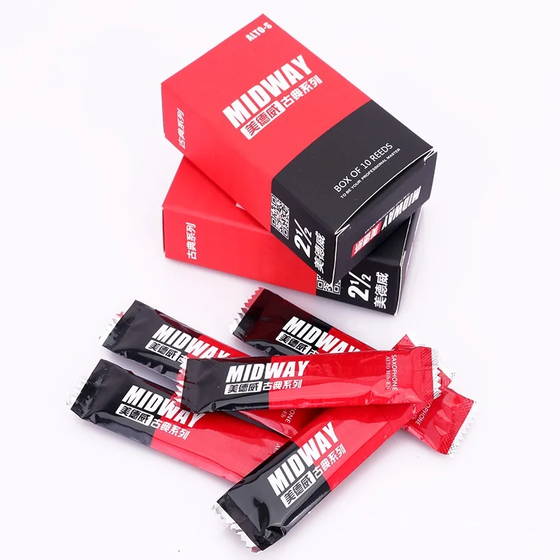 

Free shipping Jazz classic alto saxophone 2.5 reed box 10 pieces for Eb F Saxophone individually packaged 2.5/3.0 Saxophone reed