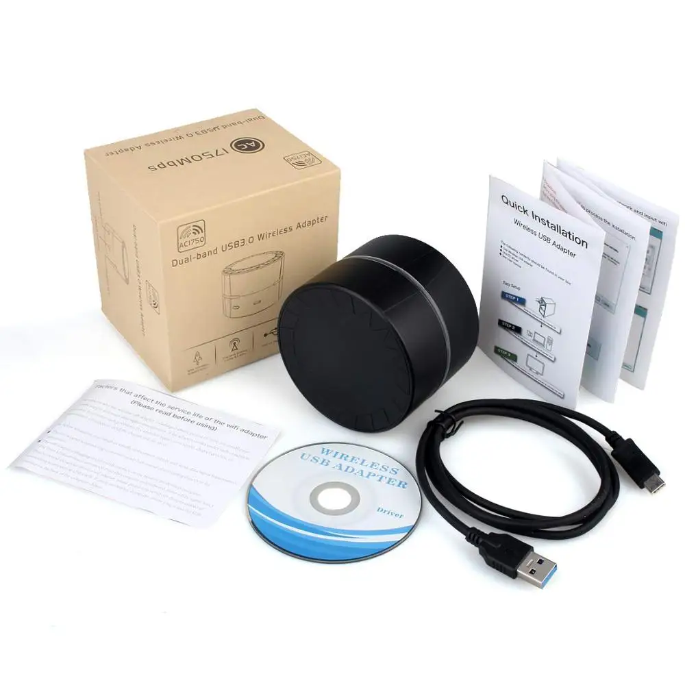 KuWFi 1750 Мбит/с Wifi адаптер двухдиапазонный 2 4 ГГц/450 + 5 ГГц/1300 USB3.0 ПК беспроводная