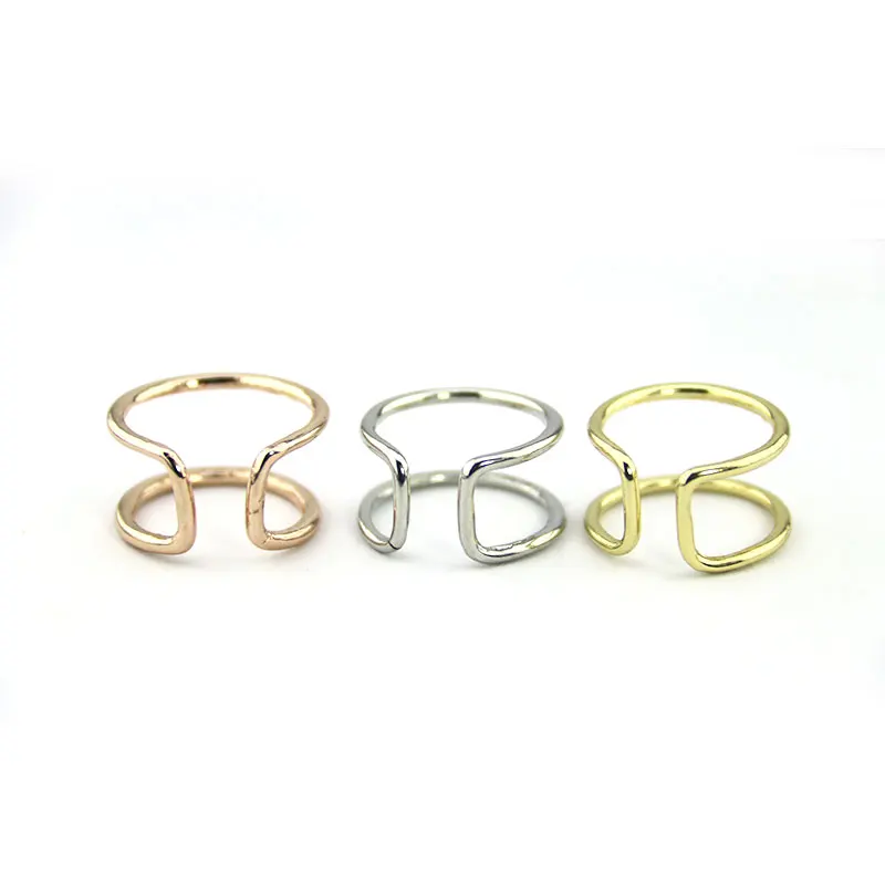 Wholesale 10pc/lot Simple Geometric Ring Adjustable Double Layer Lined 4 Colors For Choose Women Mens Anillos Mujer | Украшения и