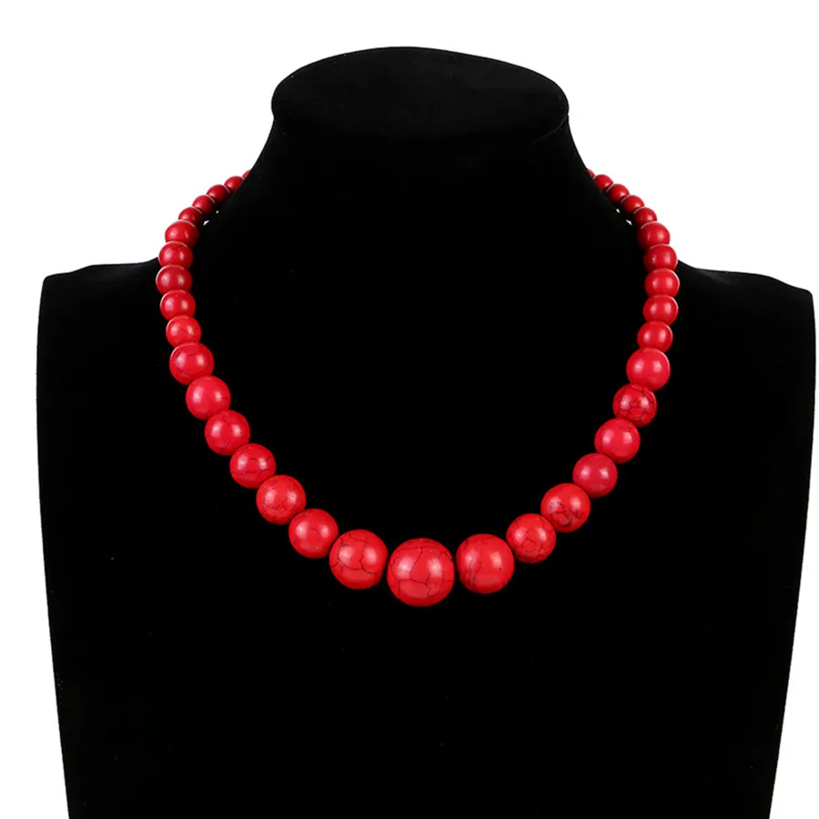 Fashion Bohemian Tribal Artisan Strand Jewelry Turquoises Blue Stone Women beads Necklace |