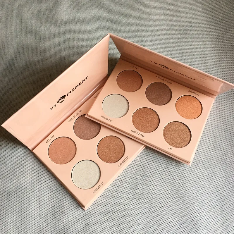 

Makup Bronzer&Highlighter Palette 6 Colors 3D Contour Makeup Face Waterproof Glow Brighten Palette Highlighter Cosmetic