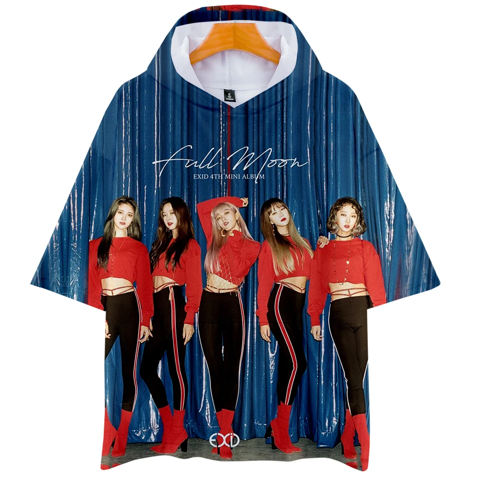 Женская футболка с капюшоном EXID 3D LOONA мягкая Повседневная коротким рукавом лето