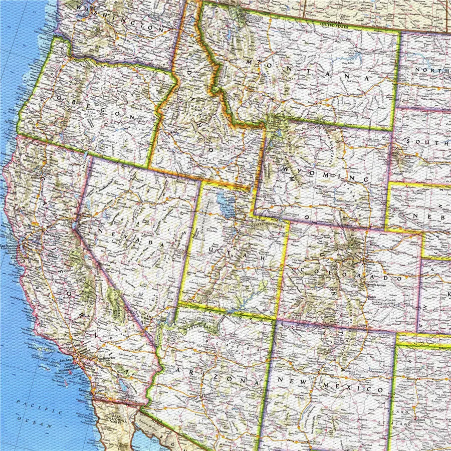 США Federal Land Map Geographic рисунок изысканный дизайн для домашнего декора настенная