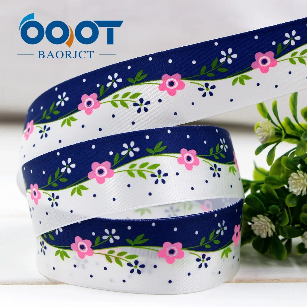 

OOOT BAORJCT 1730633 , 1'' 25MM flowers Printed grosgrain ribbon, DIY handmade Hair accessories Material wedding gift wrap