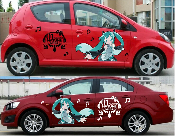 Itasha 2PCS Waterproof material Whole car stickers hatsune miku decal & sticker MIku Vinyl |
