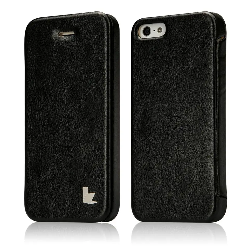 Jisoncase Смарт флип чехол для iPhone 5 5S SE Чехол кожаный роскошный Магнитный чехол в виде книги чехол для телефона s для iPhone SE 5S - Цвет: Черный