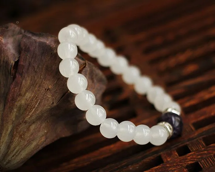 Новые летние высококачественные натуральные белые браслеты из халцедона и