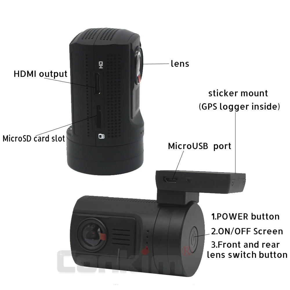 Conkim Mini 0906 две камеры gps автомобильный видеорегистратор регистратор 1080P Full HD конденсатор камеры заднего вида двойной объектив видеорегистратор парковки датчик защиты