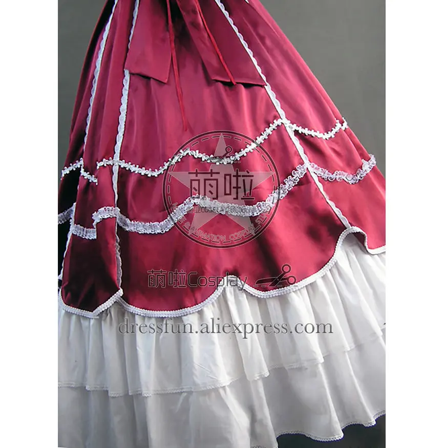 Готическое бальное платье в стиле Civil War Southern Belle цвета красного вина и черного