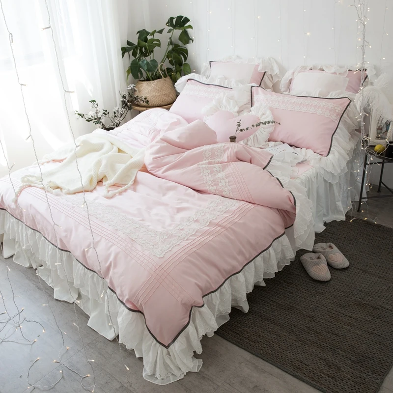 Роскошный корейский стиль принцессы 60S Египетский хлопок набор постельных