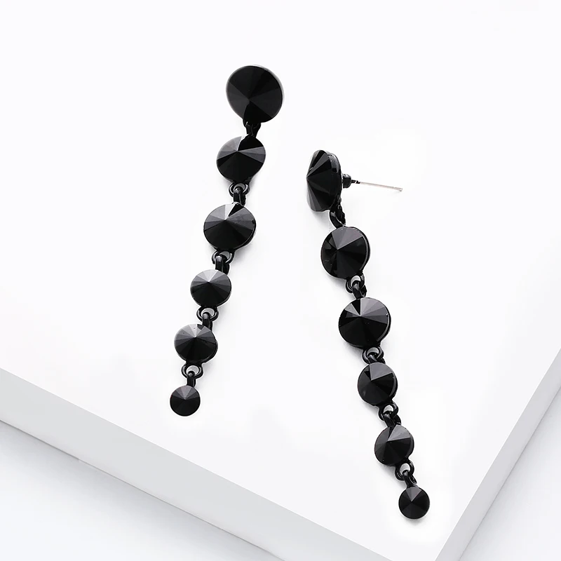 OCESRIO Luxury Round Long Silver Color Earrings Crystal Womens Circle long Chain in jewelry for Women Wedding ers-m58 | Украшения и