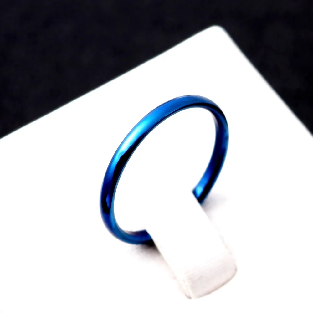 MANGOSKY 2 мм Титан Тонкая голубая кольца для женщин комплект Anillos Mujer Bijoux (украшения