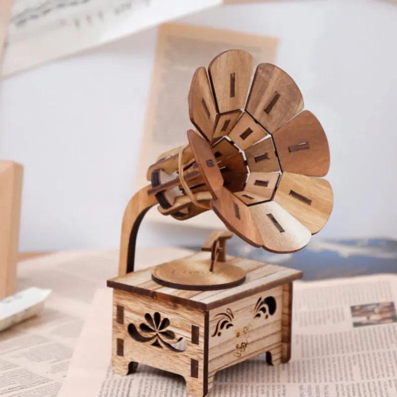 Wood Mini Retro Phonograph Model Vintage Record Player Prop Antique Gramophone Home Office Club Bar Decor Ornaments | Дом и сад
