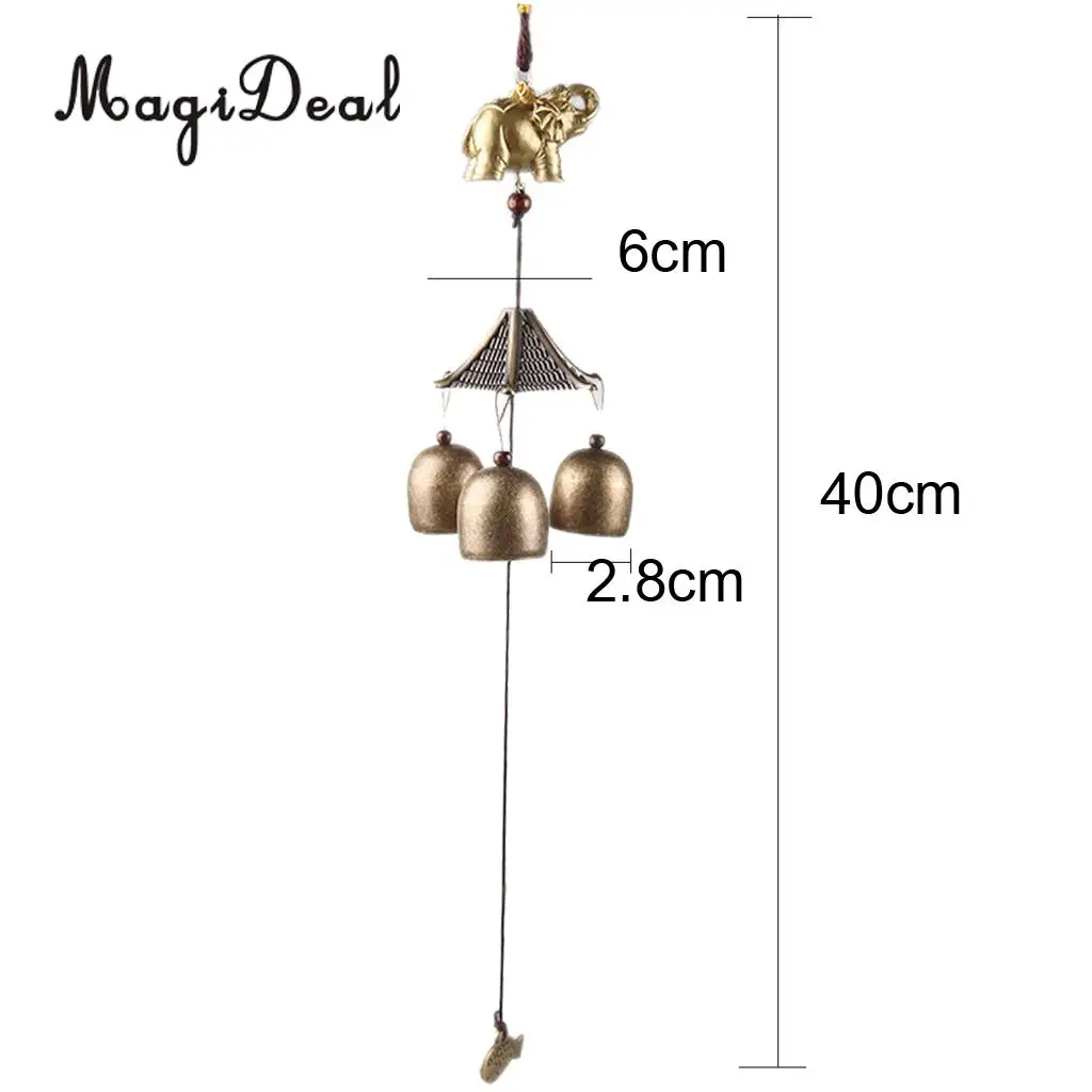 MagiDeal Chinese Elephant Fish Metal Bell Lucky Feng Shui Hanging Charm Wind Chime Antique Windchime Copper | Дом и сад