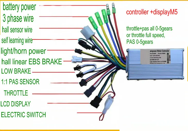 ЖК экран вертикального типа M5 с переключателем и контроллером BLDC 24v36v48v60v для
