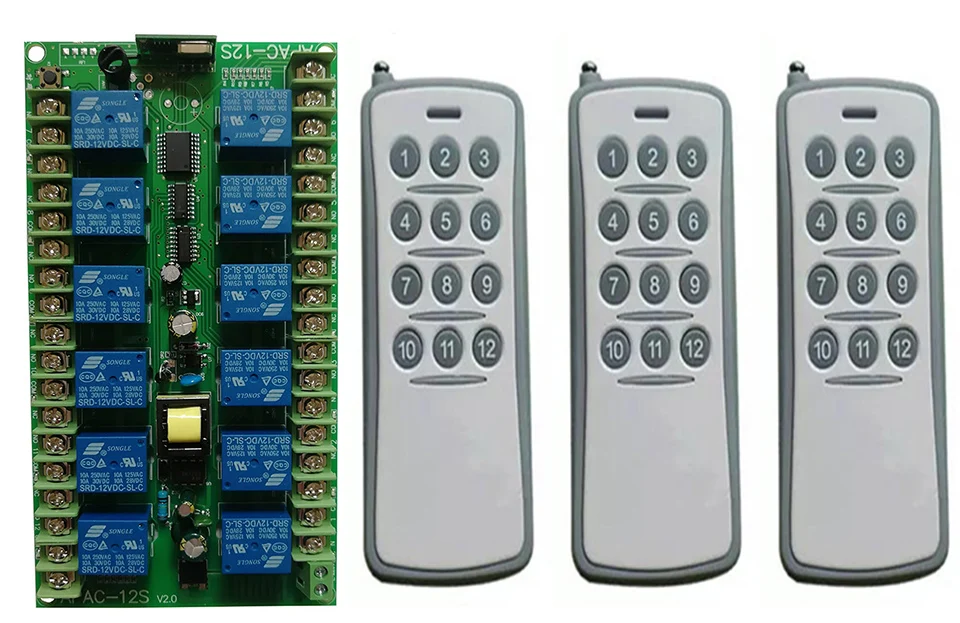 AC220V 12 CH 12CH Channel10A RF Беспроводной переключатель системы дистанционного управления