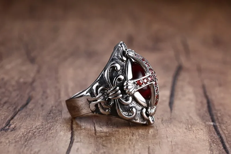 Мужские Винтажные кольца с фианитами из нержавеющей стали 7 12 размеров|cross ring|the