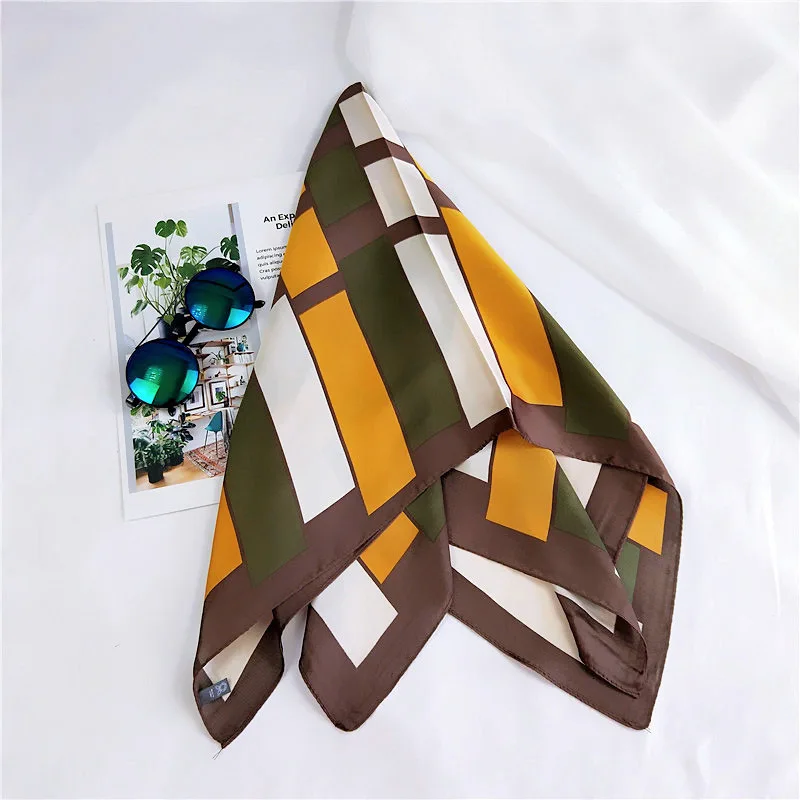 Женский большой клетчатый квадратный шарф с принтом тиара длинный платок для