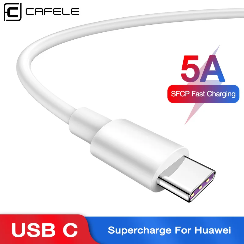 Cafele 1 м USB C кабель 5A оригинальный тип для Huawei Mate 20 супер быстрая зарядка TPE передачи