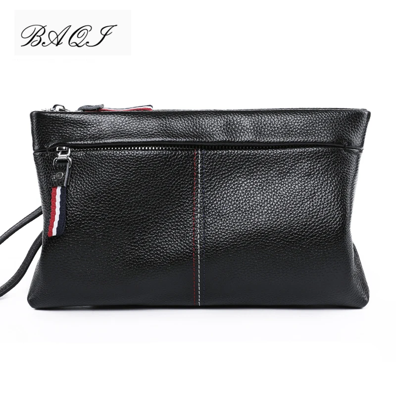 BAQI Brand Men Handbags Men Wallets Clutch Bag Genuine Leather Cowhide 2019 Fashion High Quality Bag Men Coin Purse Card Holder