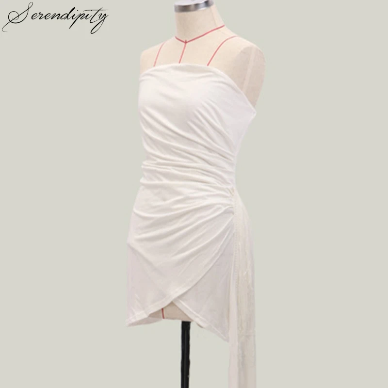 SRDP с открытыми плечами белое длинное короткое платье кисточками женское