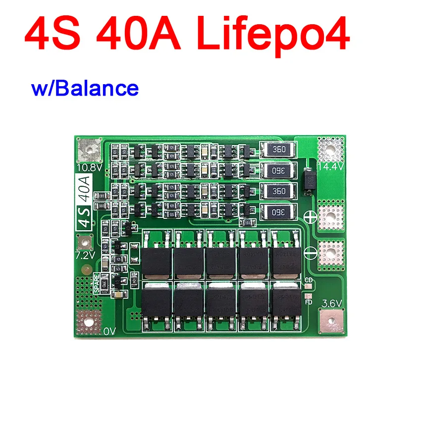 Защитная плата для электрической дрели Lifepo4 4 ячейки 40 А с балансиром 12 В защитная