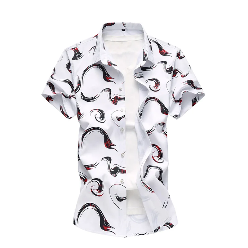 

New Summer Korea Men Shirts Fashion Printing Male Casual Short Sleeve Button Shirts Cool Breathable Men's Clothing 5XL 6XL