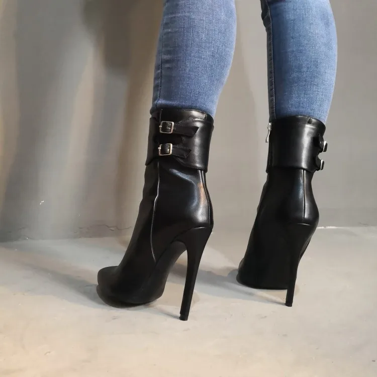 Женские ботильоны с ремешком пряжкой Olomm ботинки на высоком каблуке шпильке