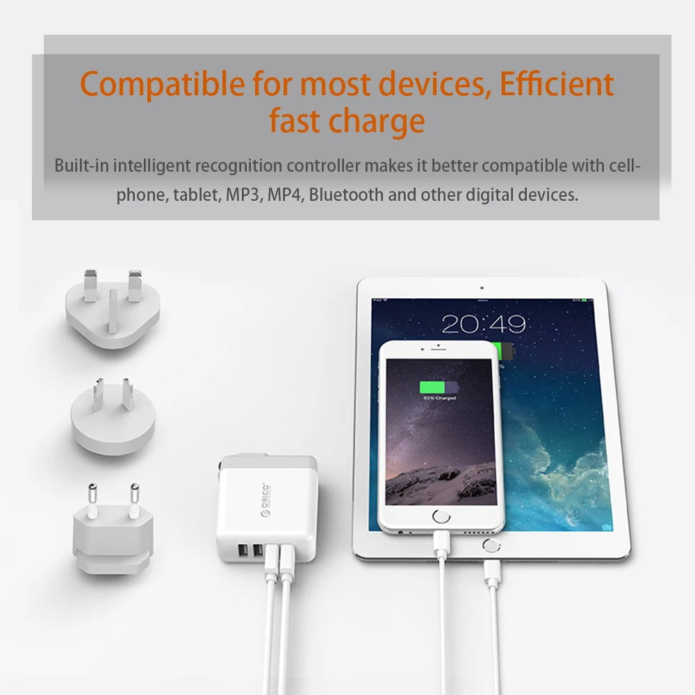 ORICO глобальное портативное USB зарядное устройство 4 порта дорожное с конвертером