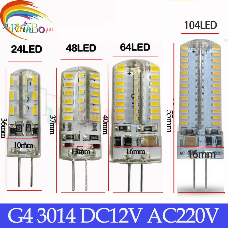 G4 3014 Светодиодный светильник светодиодный лампы 3 Вт 6 DC12V 220V затемнения 360 Угол