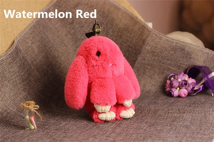 Watermelon Red 18cm 18 см Искусственный мех Рекс кролик брелок большой помпон кролик игрушки брелок, украшение игрушка Заяц автомобиль брелок для ключей женская сумка Подвески Ювелирные изделия кукла подарок - Цвет: Watermelon Red 18cm