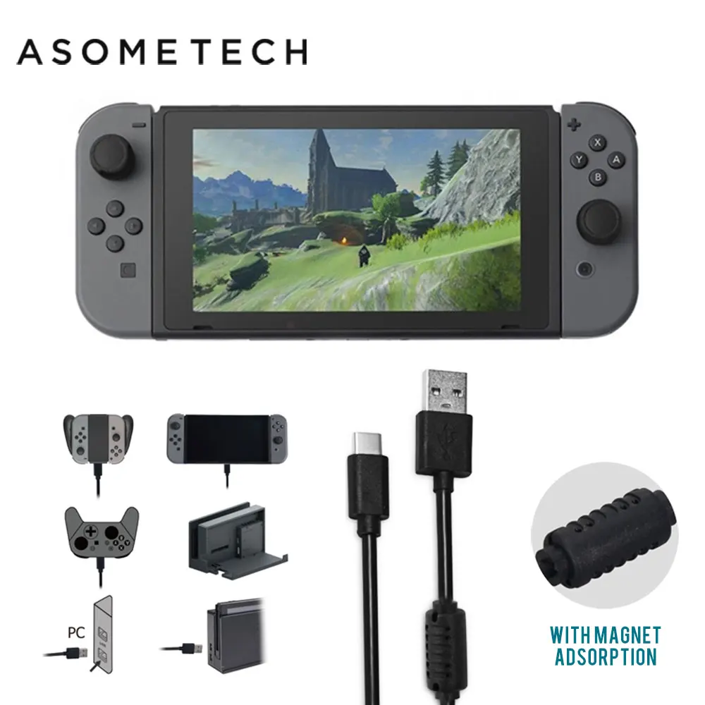 Кабель для зарядки 1,8 м, usb-кабель с разъемом типа C для nintendo Switch Console NS NX Quick Charge, кабель для передачи данных