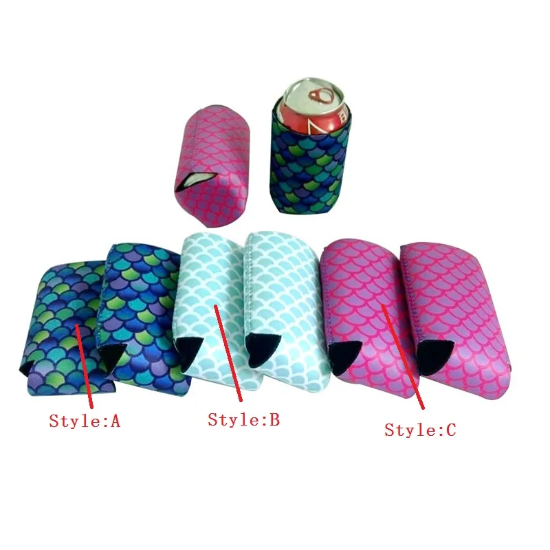 

500pcs Neoprene Mermaid Stripe Cooling Beer Drinks Bottle Tin Can Cooler Sleeve Holder for Wedding Party Favor Travel Supplies