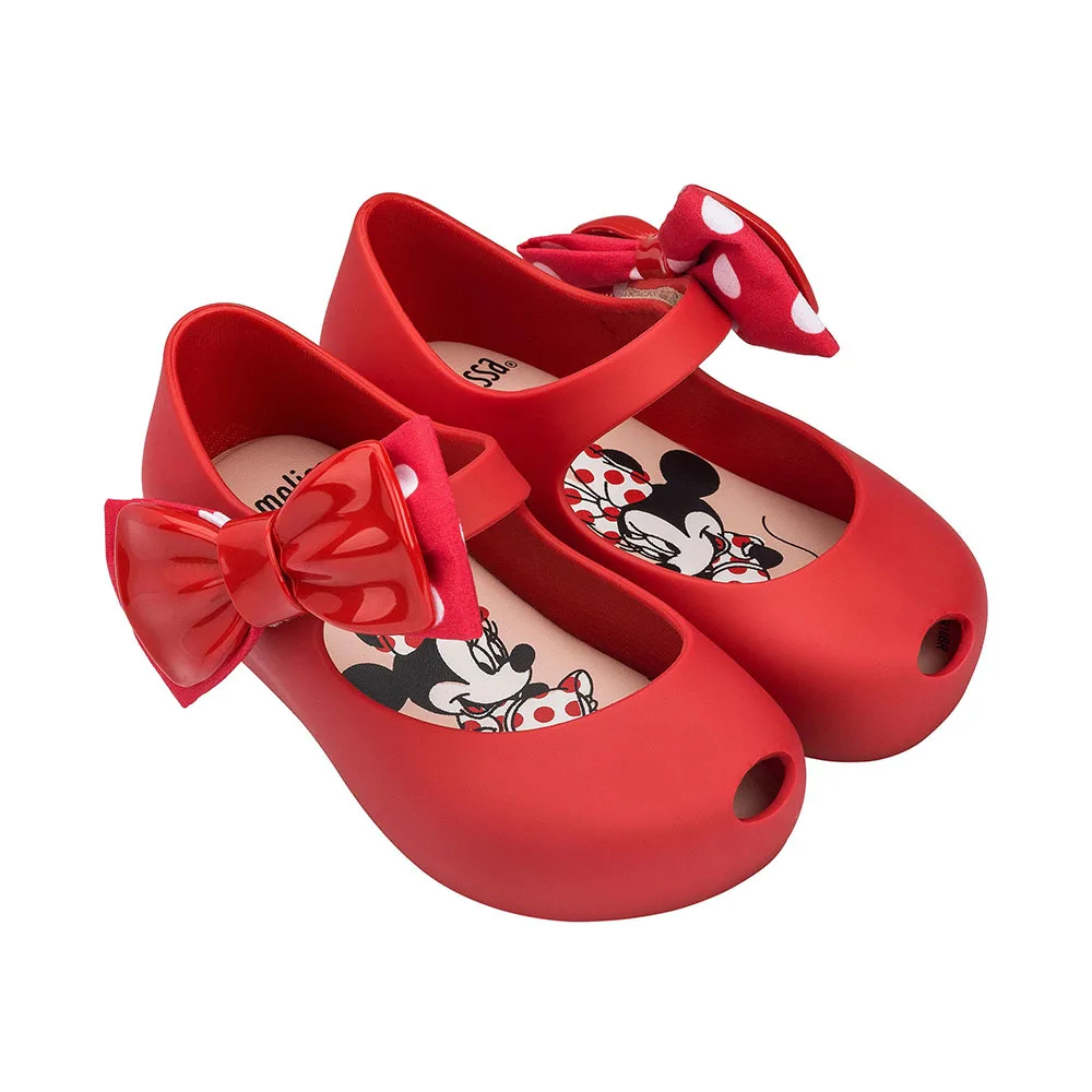 Mini Melissa/оригинальные Ultragirl+ Minnie II, новинка года, пластиковые сандалии для девочек с бантом, детские сандалии Melissa/детские Нескользящие туфли - Цвет: Red