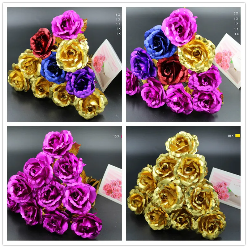 24k позолоченная розовая фольга Золотое розовое свадебное украшение Золотая Роза