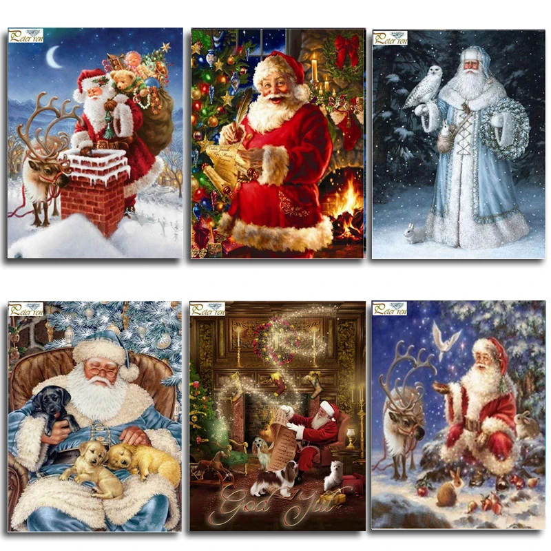 

Peter ren Diamond Painting full Cross stitch Mosaic Round Rhinestones DIY Diamond Embroidery Christmas animal gifts crafts