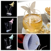new butterfly tea bags strainers silicone filter tea infuser silica cute teabags for tea coffee drinkware 196cm