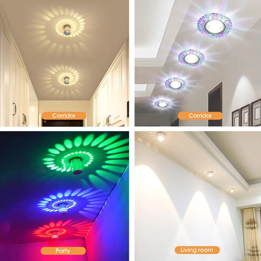 Светодиодный настенный светильник RGB современный встраиваемый 3 Вт цветные бра