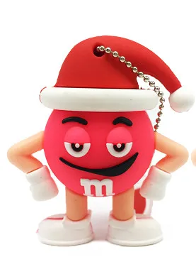 1 Usb флеш-накопитель, 64 ГБ, персональный, usb флеш-накопитель, 32 ГБ, флеш-накопитель, 16 ГБ, 8 ГБ, 4 Гб, usb флешка, 128 ГБ, мультфильм, Рождество, M& m's Chocolate Bean - Цвет: 1