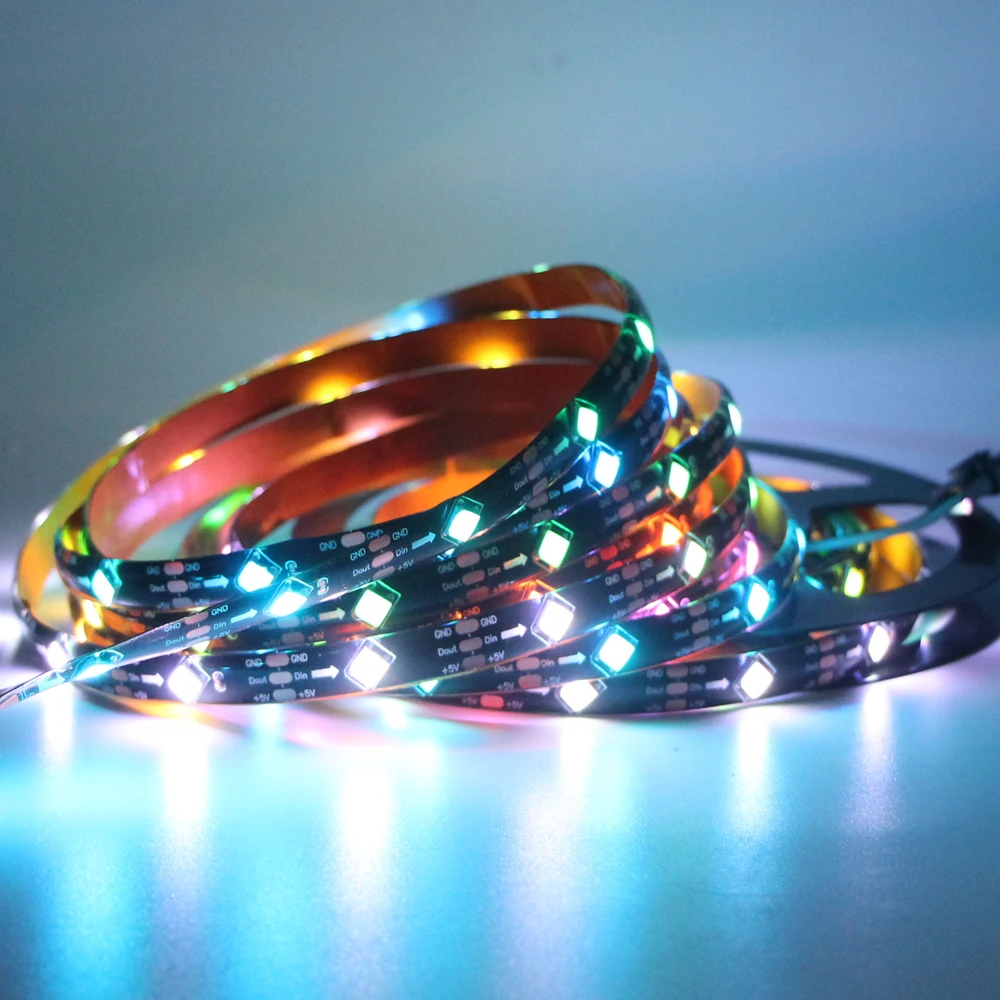 5 М WS2812 WS2812B 30/60 пикселей/led/m умная светодиодная Пиксельная полоса черный/белый PCB WS2812 IC Индивидуально Адресуемая 5В водонепроницаемая лента