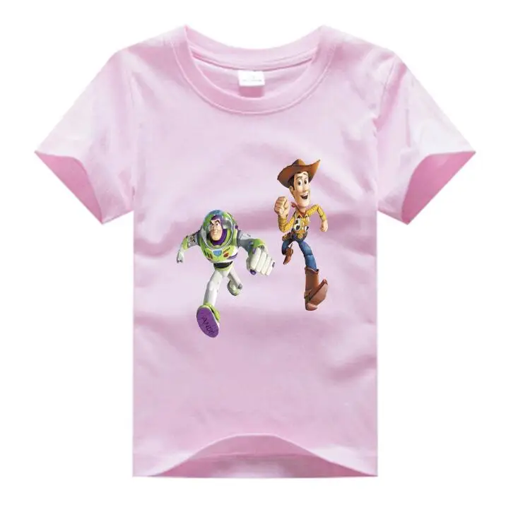 pink childreT-shirt Новая детская футболка классическая история игрушек мультфильма, персонаж Базз Лайтер/древесный 3d футболка для девочек/мальчиков Harajuku Повседневная футболка NN - Цвет: pink childreT-shirt