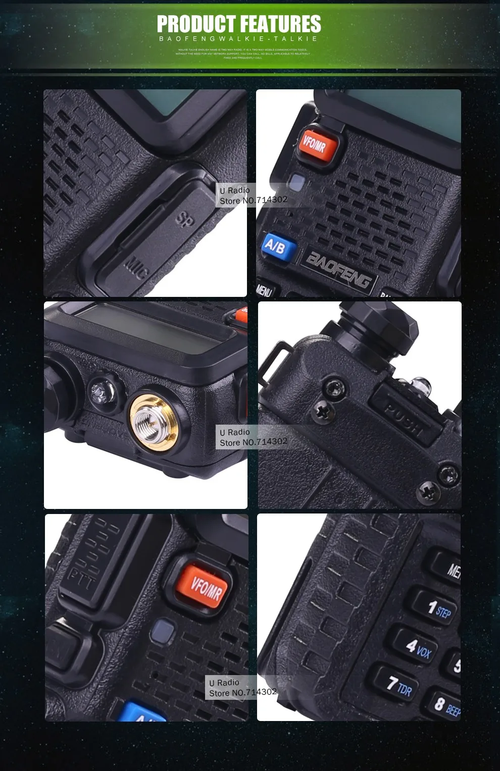 Baofeng UV-5R портативный радиоприемопередатчик VHF UHF Двухдиапазонная портативная рация, портативная радиоприемная рация, набор любительского радио uv5r