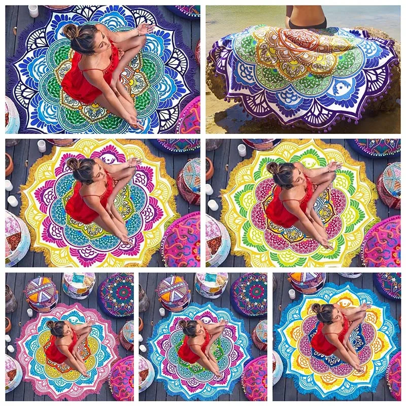 Yoga mat/beach towel/picnic cushion Tassel Carpet Tapete Doormat Tapestry Indian Mandala Blankets Camping Mattress | Дом и сад
