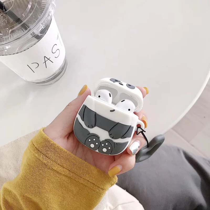 Чехол для AirPods с милым 3D мультяшным медведем, чехол для наушников s для Apple Airpods 2, чехол для наушников Air pods, чехол с кольцом на палец