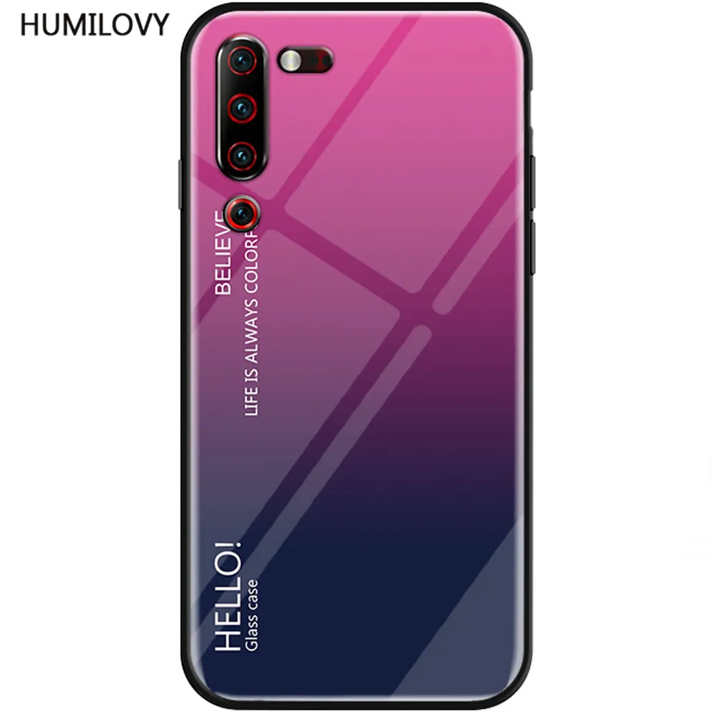 For Lenovo Z6 Pro Case Fundas Tempered Glass Luxury Gradient Soft Silicone Frame Back Cover |