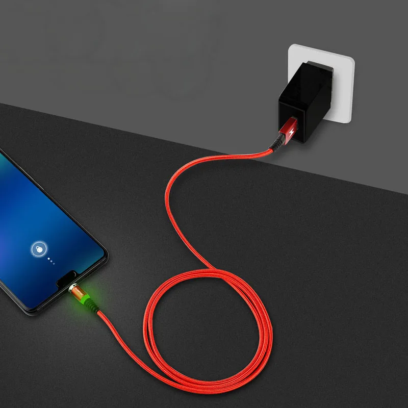 Круглый светодиодный магнитный кабель Micro Usb для передачи данных на Android зарядки