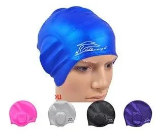 ear protect swimming cap silicone hats water-proof elastic free size Adult Swimming Caps good quality 5 colors choose |