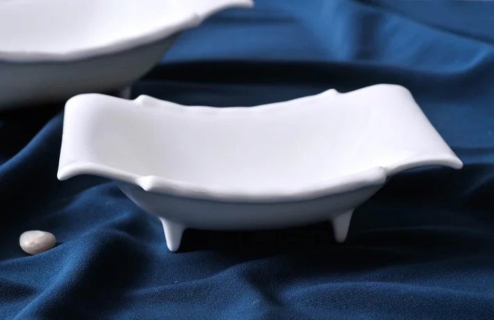 Concise Ceramic Footed Rectangle Serving Dish Set Decorative Porcelain Dining Plate Tableware Ornament Craft for Pudding and Pie | Дом и сад