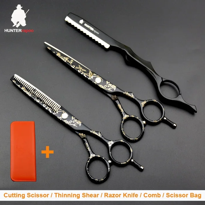 5 5 inch with bag Скидка 40% на HUNTERrapoo 5,5 дюймов HT9140 Парикмахерские ножницы комплект для стрижки волос ножницы и филировочные ножницы для парикмахерской триммер клипер - Цвет: 5 5 inch with bag