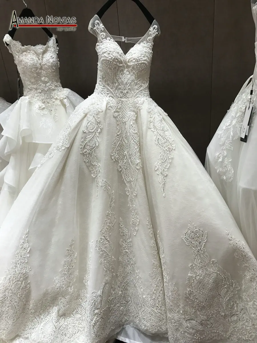 Vestido de noiva сильно бисер длинный шлейф v-образный вырез настоящее свадебное платье